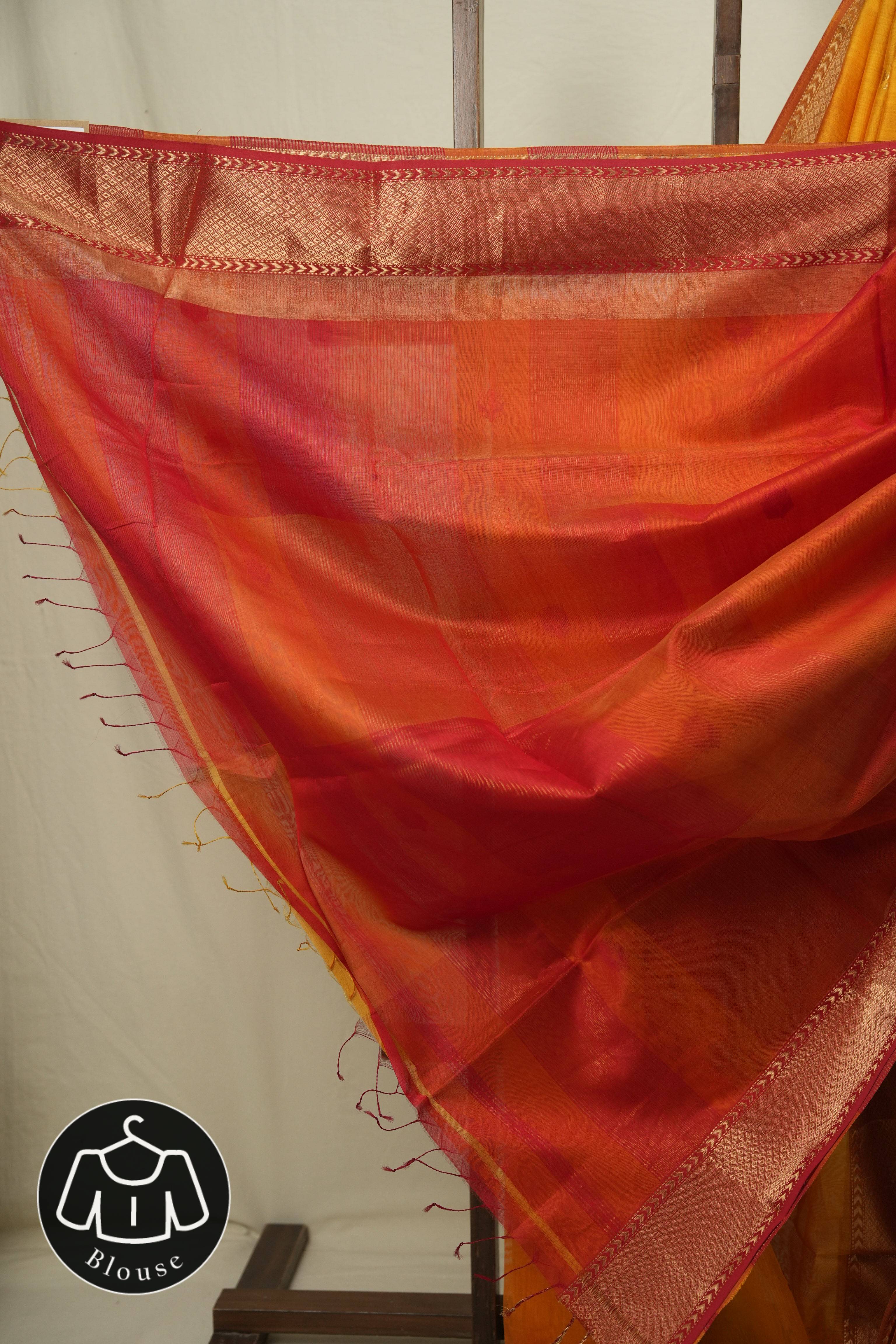 Yellow Maheshwari Saree - SRYMS1226