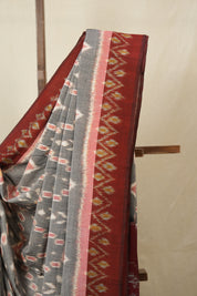 Grey Pochampalli Cotton Ikat Saree - SRGPCIS681