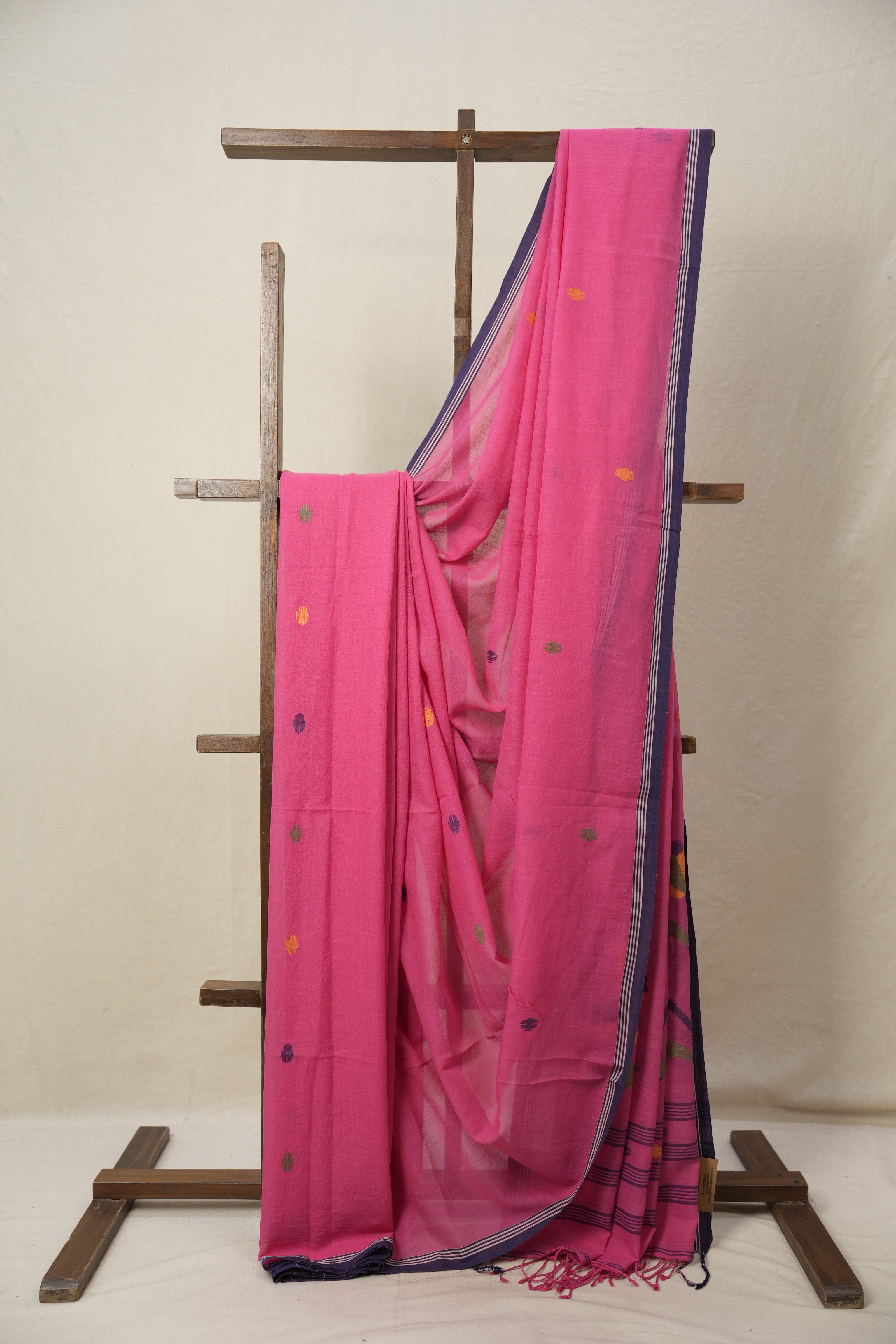 Rose Pink Bengal Mul Cotton Saree - SRRPBMCS041