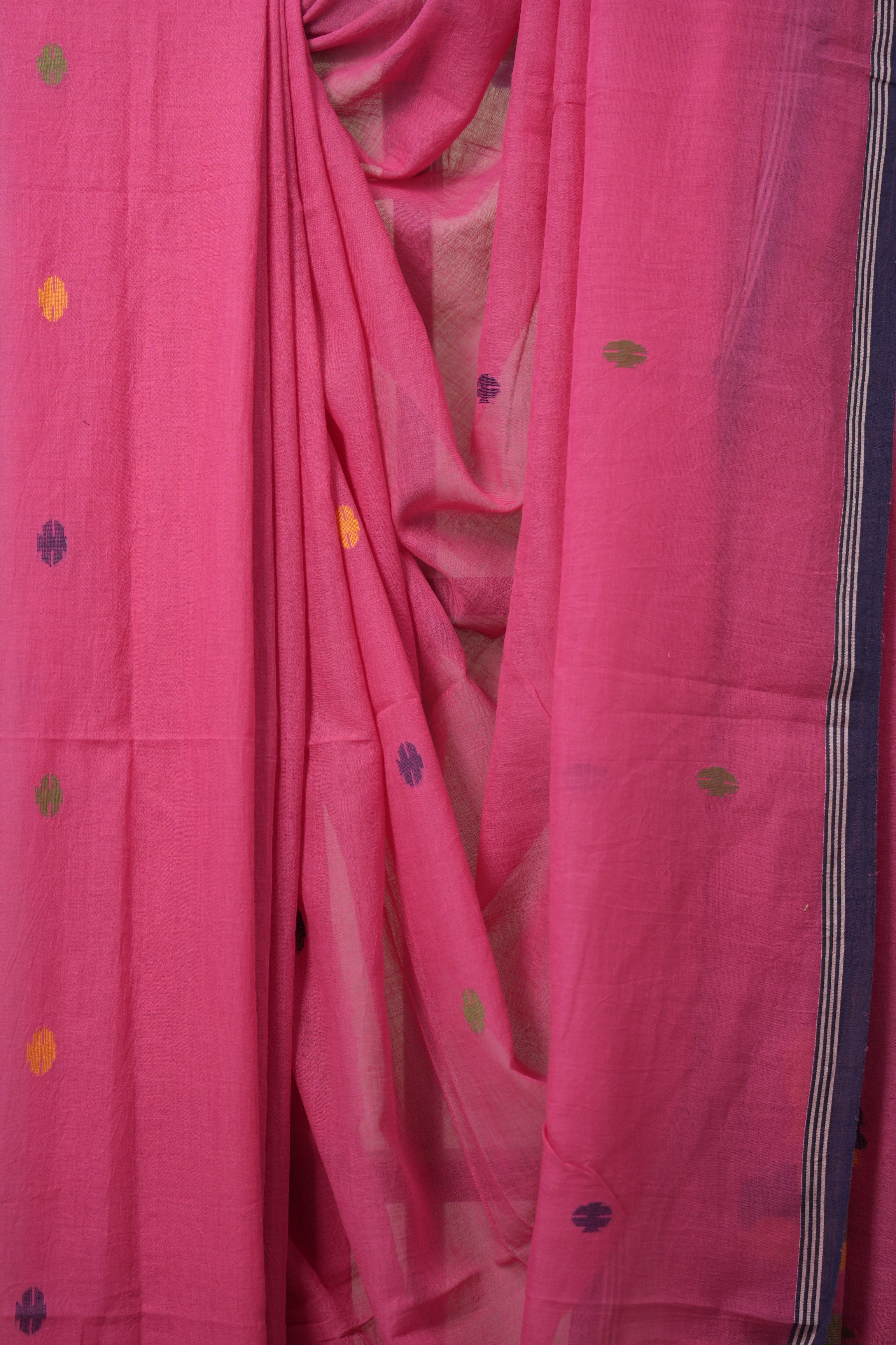 Rose Pink Bengal Mul Cotton Saree - SRRPBMCS041