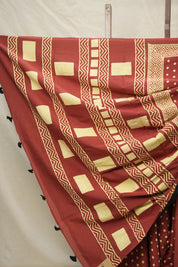 Brick Red HBP Cotton Saree - SRBRCS2981