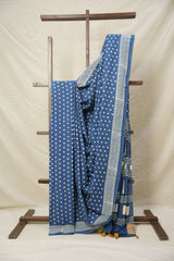 Indigo Blue HBP Cotton Saree - SRIBCS2982