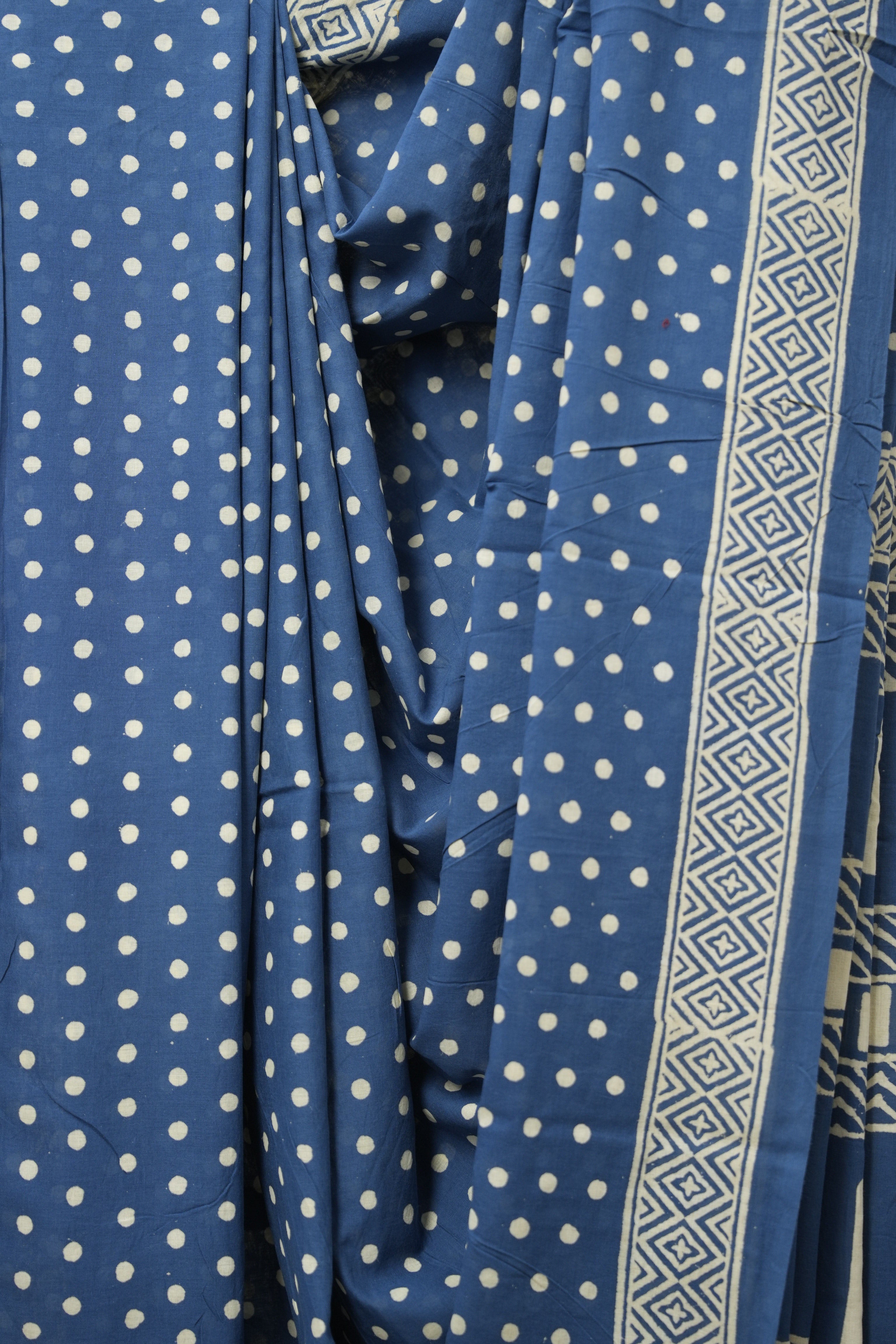 Indigo Blue HBP Cotton Saree - SRIBCS2982