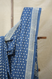 Indigo Blue HBP Cotton Saree - SRIBCS2982