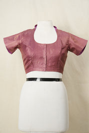 Dusty Pink Tissue Tussar Silk Checks Blouse - SRDPTTSB9