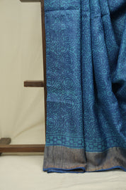 Peacock Blue  HBP Tussar Silk Saree - SRPBHTSS755