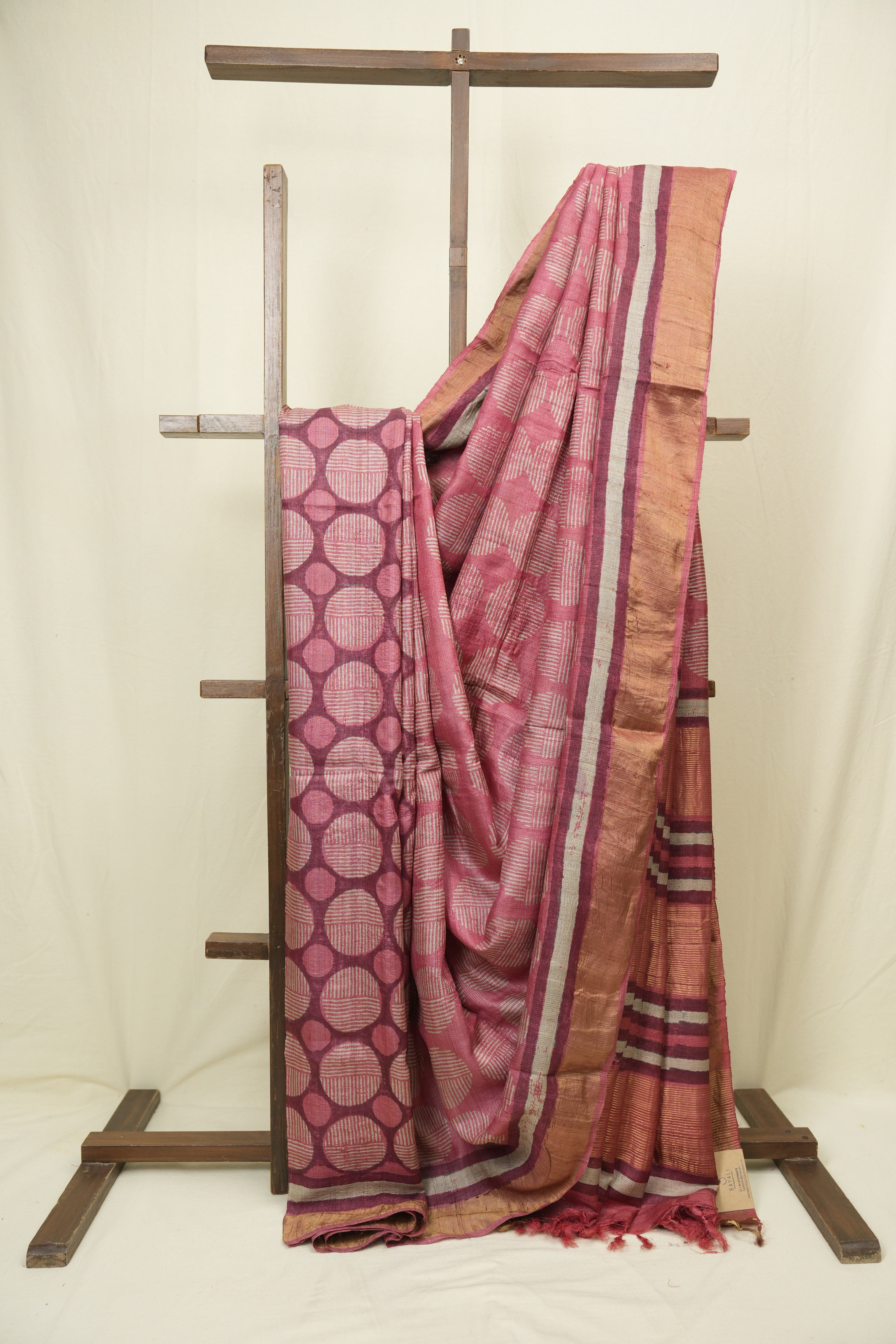 Pastel Red  HBP Tussar Silk Saree - SRPRHTSS759