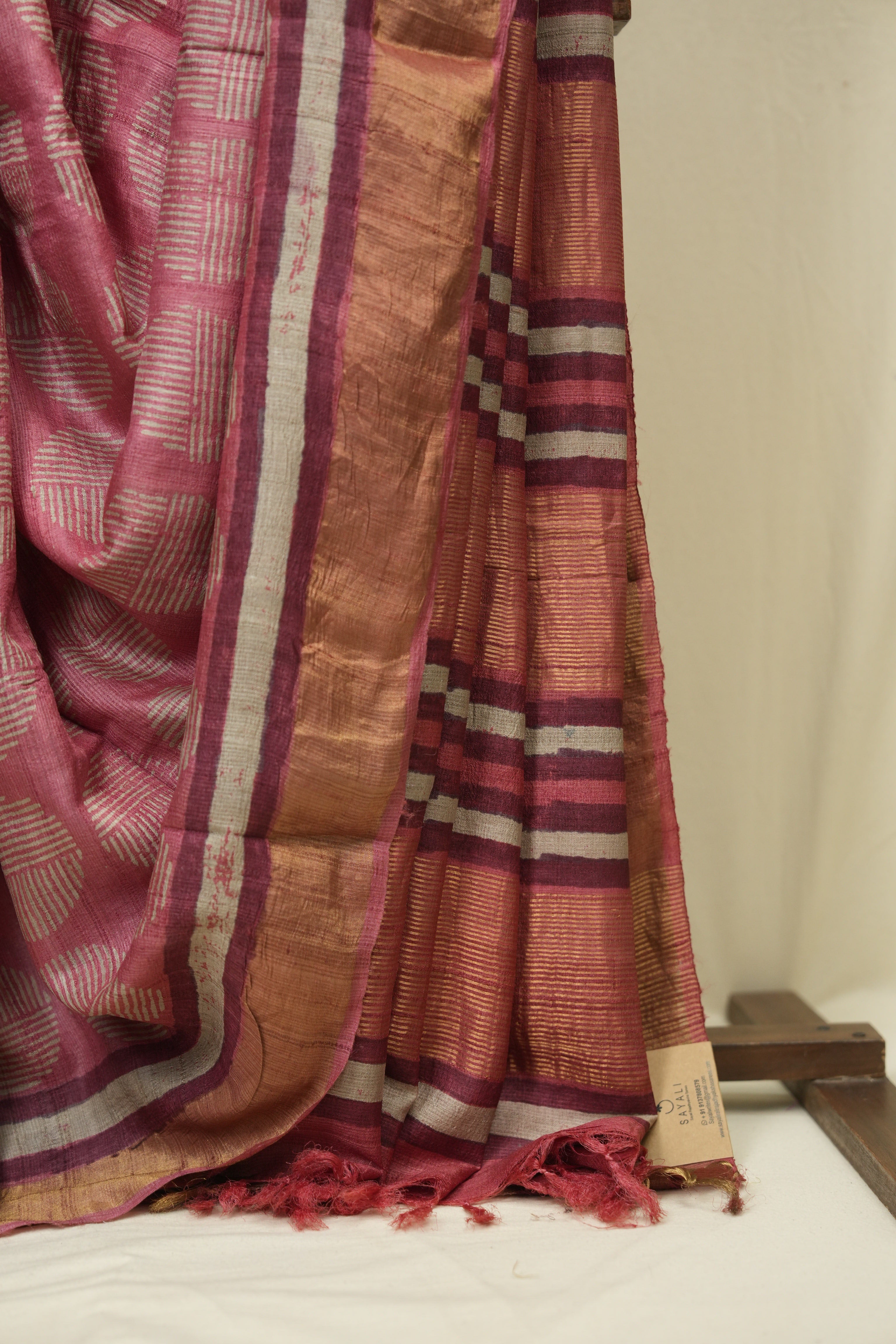 Pastel Red  HBP Tussar Silk Saree - SRPRHTSS759