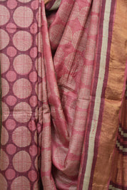 Pastel Red  HBP Tussar Silk Saree - SRPRHTSS759