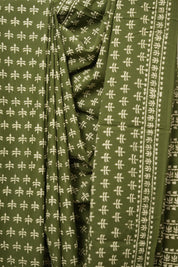 Olive Green HBP Cotton Saree - SROGCS2984