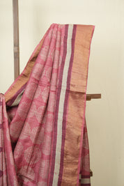 Pastel Red  HBP Tussar Silk Saree - SRPRHTSS759