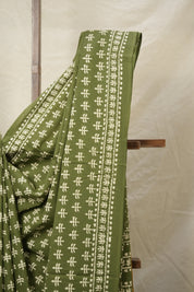 Olive Green HBP Cotton Saree - SROGCS2984