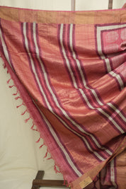 Pastel Red  HBP Tussar Silk Saree - SRPRHTSS759
