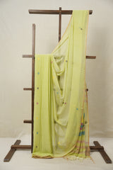 Pista Green Bengal Mul Cotton Saree - SRPGBMCS051