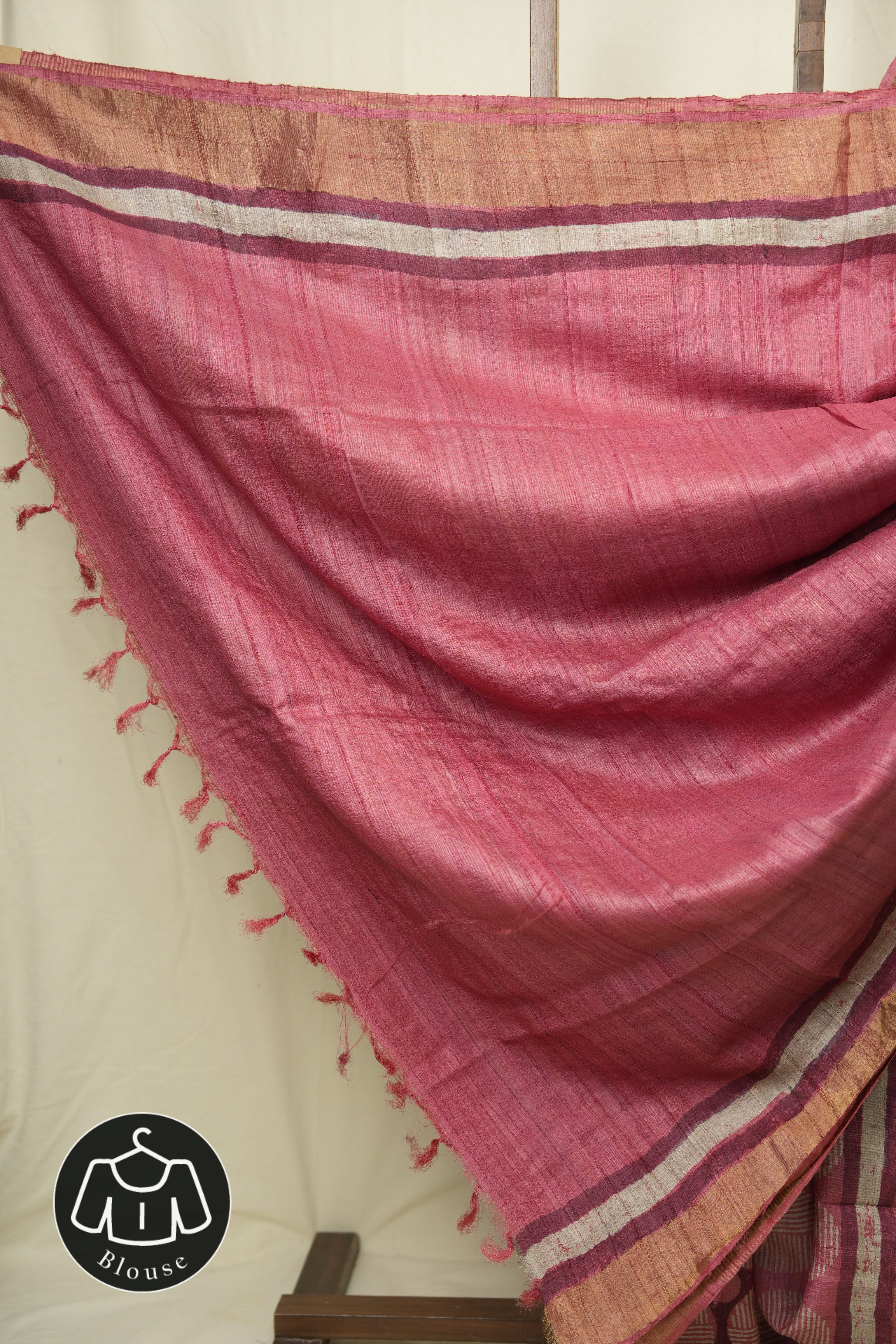 Pastel Red  HBP Tussar Silk Saree - SRPRHTSS759