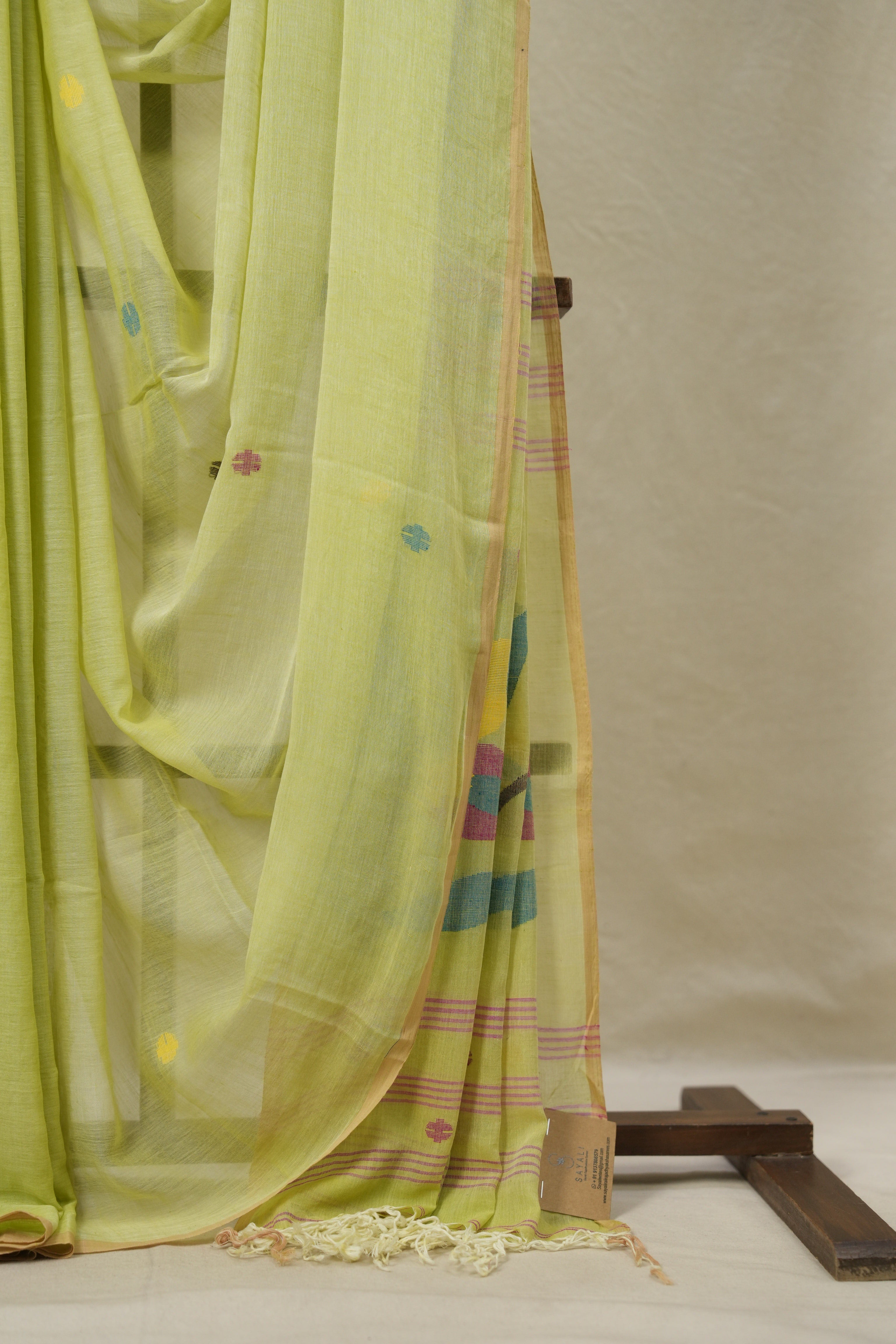 Pista Green Bengal Mul Cotton Saree - SRPGBMCS051