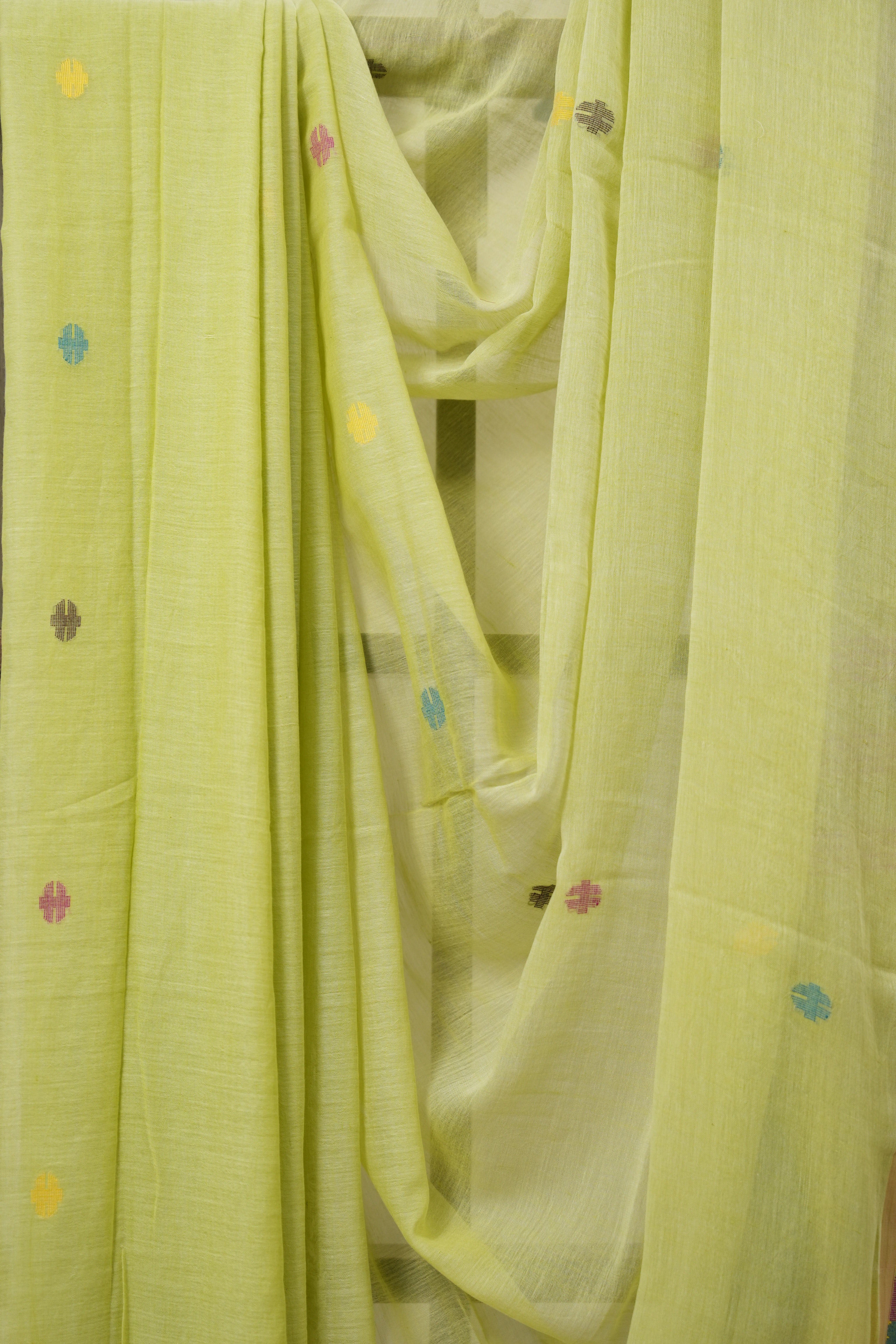 Pista Green Bengal Mul Cotton Saree - SRPGBMCS051