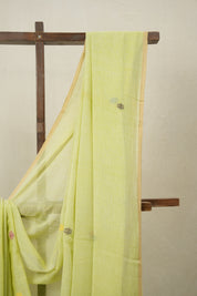 Pista Green Bengal Mul Cotton Saree - SRPGBMCS051