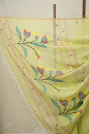 Pista Green Bengal Mul Cotton Saree - SRPGBMCS051