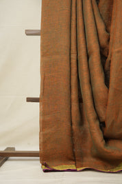 Orange Plain Linen Saree With Pink Tassels - SROPLS335