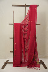 Red Bengal Mul Cotton Saree - SRRBMCS054