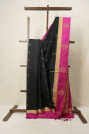 Black Soft Silk Saree - SRBSSS326