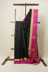 Black Soft Silk Saree - SRBSSS326