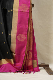 Black Soft Silk Saree - SRBSSS326