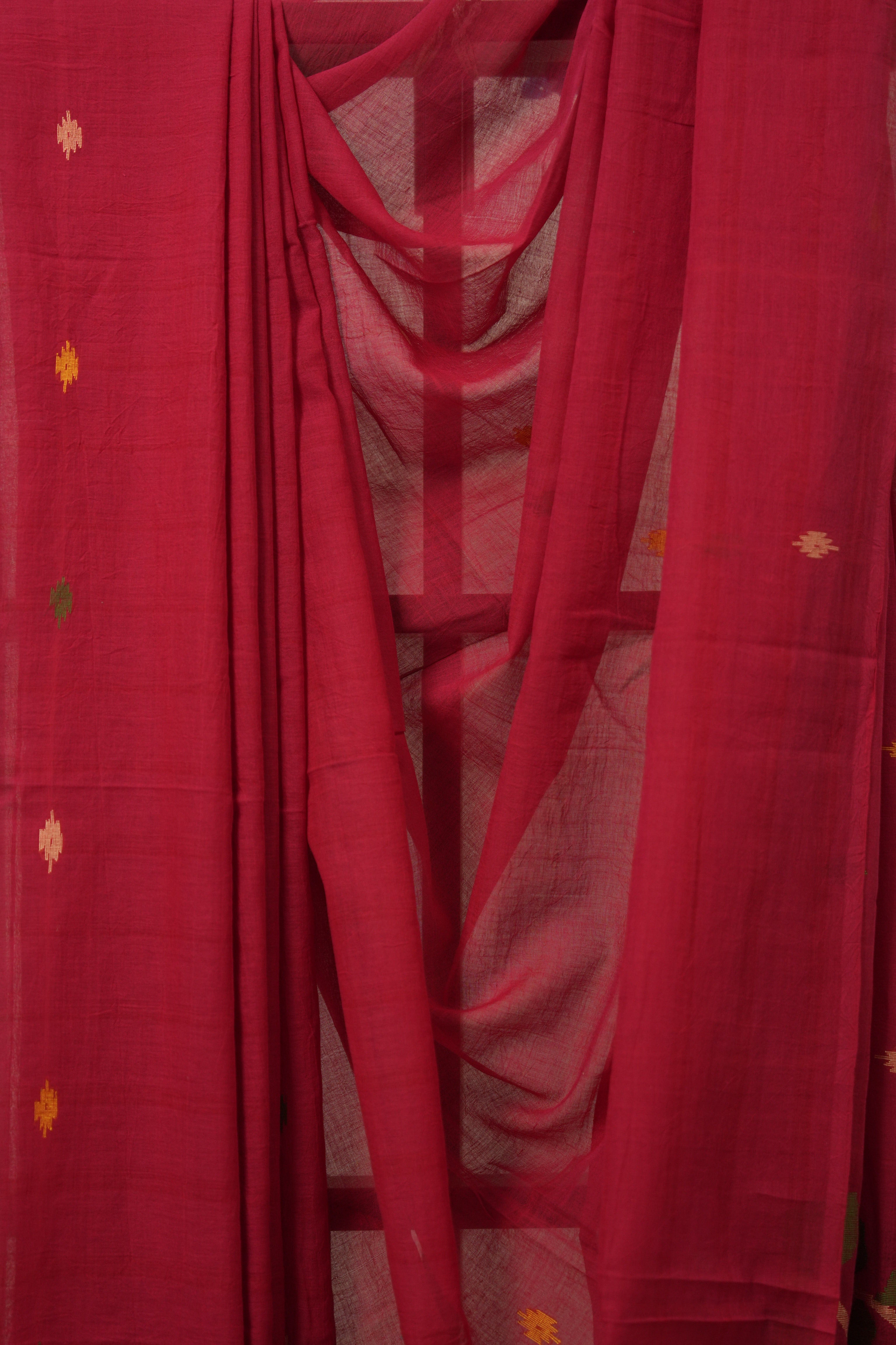 Red Bengal Mul Cotton Saree - SRRBMCS054
