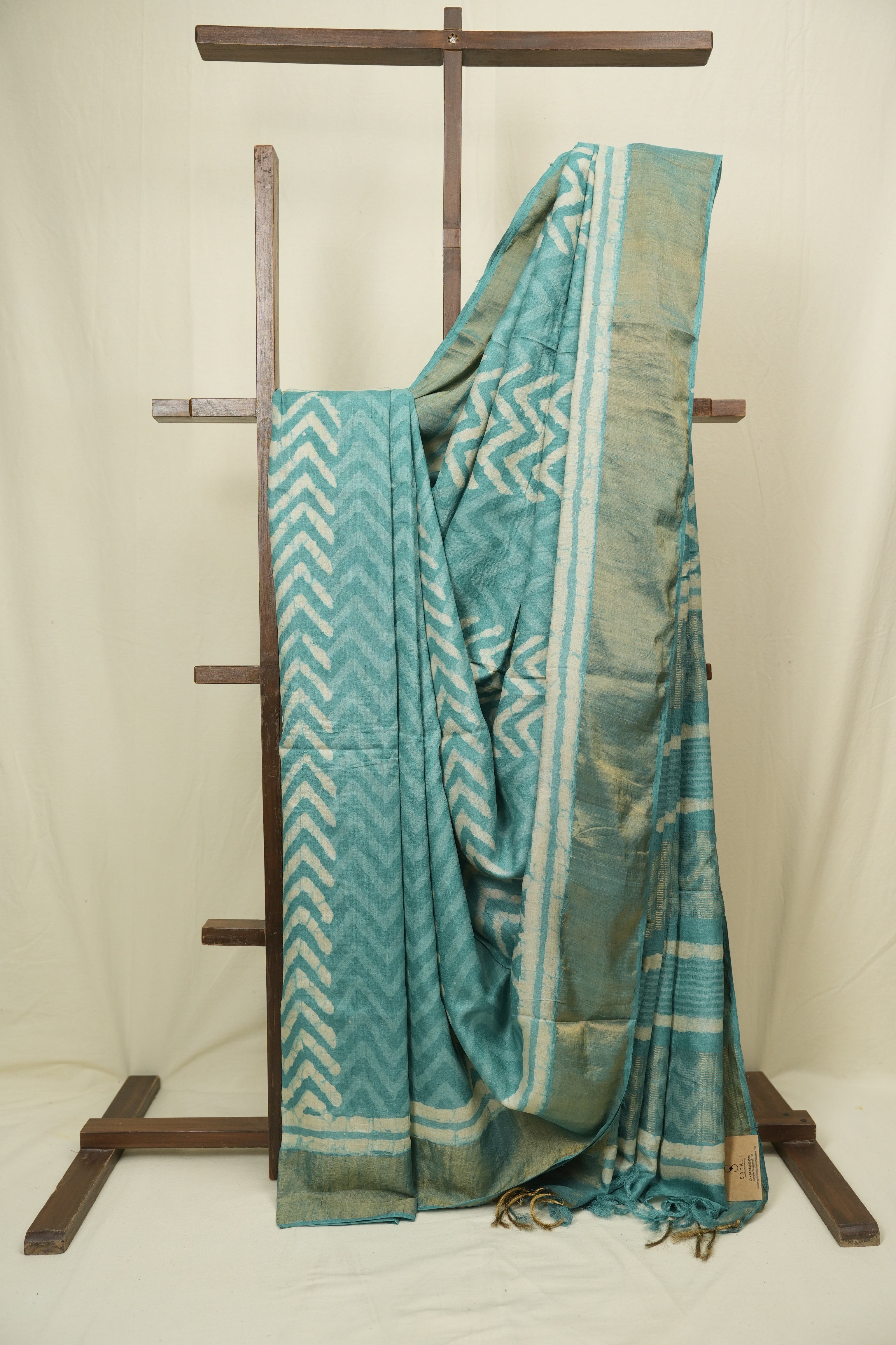 Aqua Green HBP Tussar Silk Saree - SRAGHTSS760