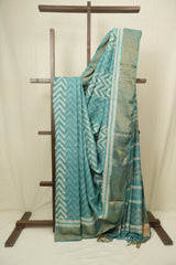 Aqua Green HBP Tussar Silk Saree - SRAGHTSS760
