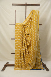 Mustard Yellow HBP Cotton Saree - SRMYCS3043