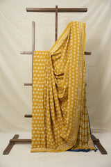 Mustard Yellow HBP Cotton Saree - SRMYCS3043