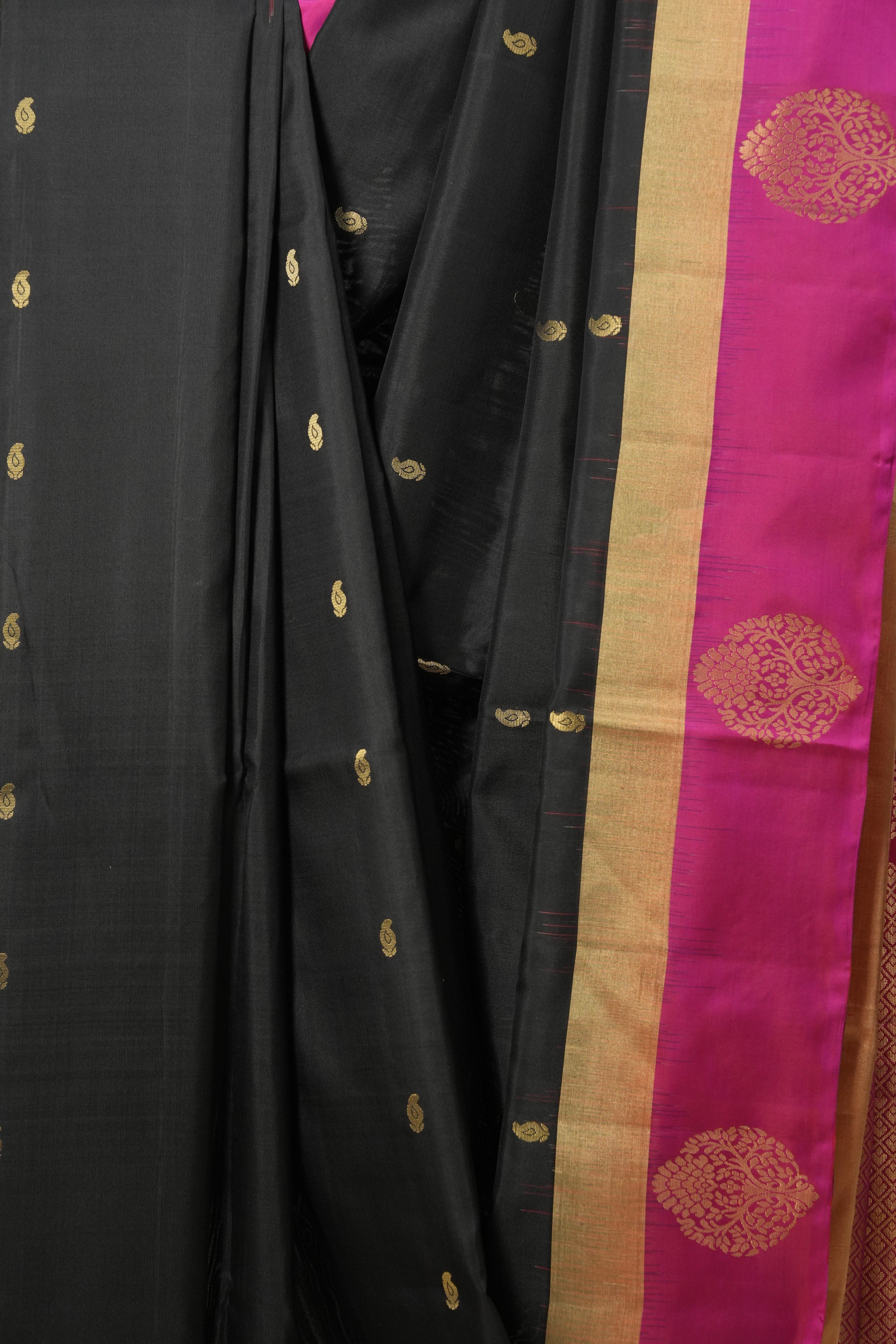 Black Soft Silk Saree - SRBSSS326