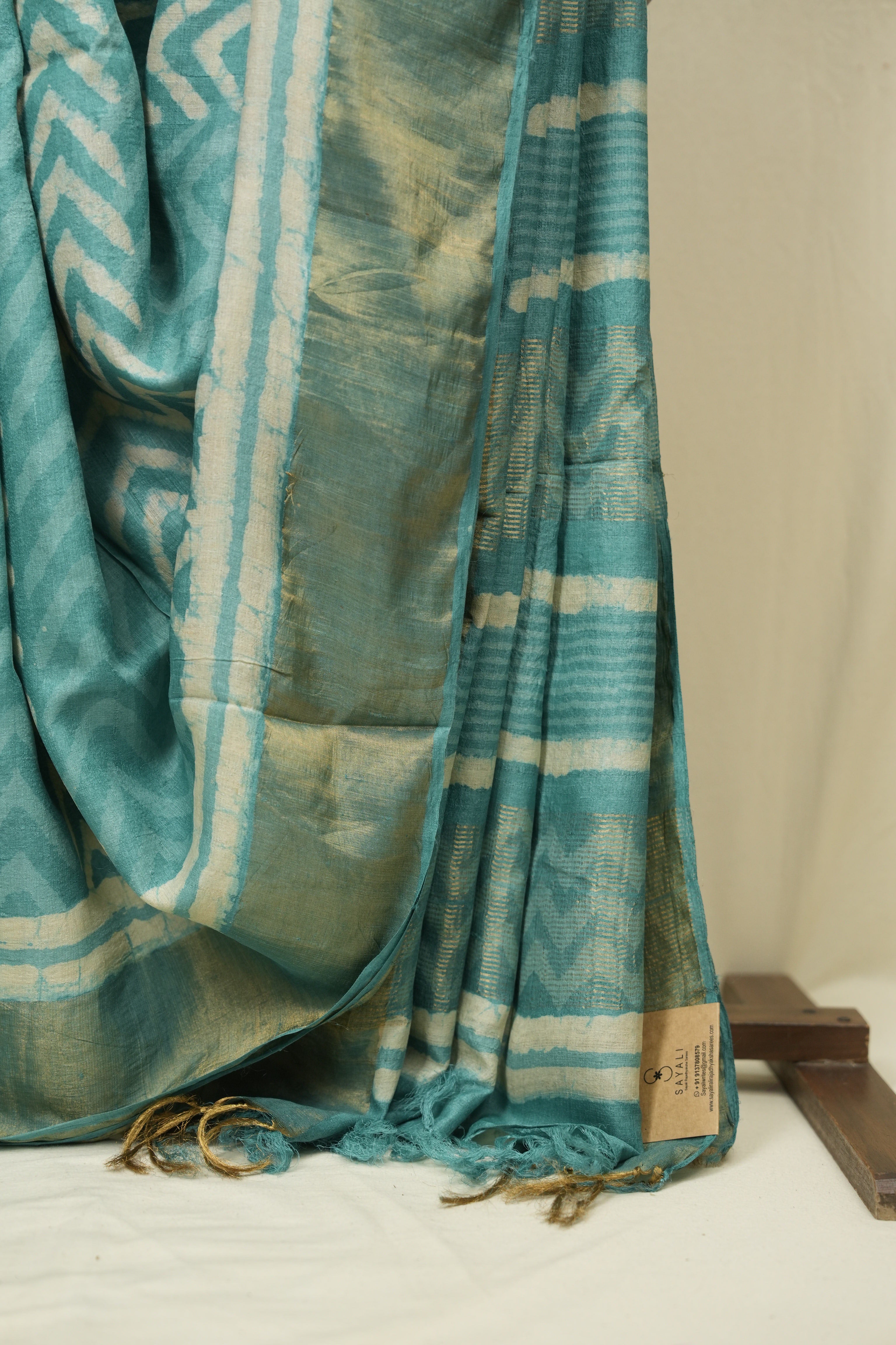 Aqua Green HBP Tussar Silk Saree - SRAGHTSS760