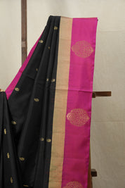 Black Soft Silk Saree - SRBSSS326