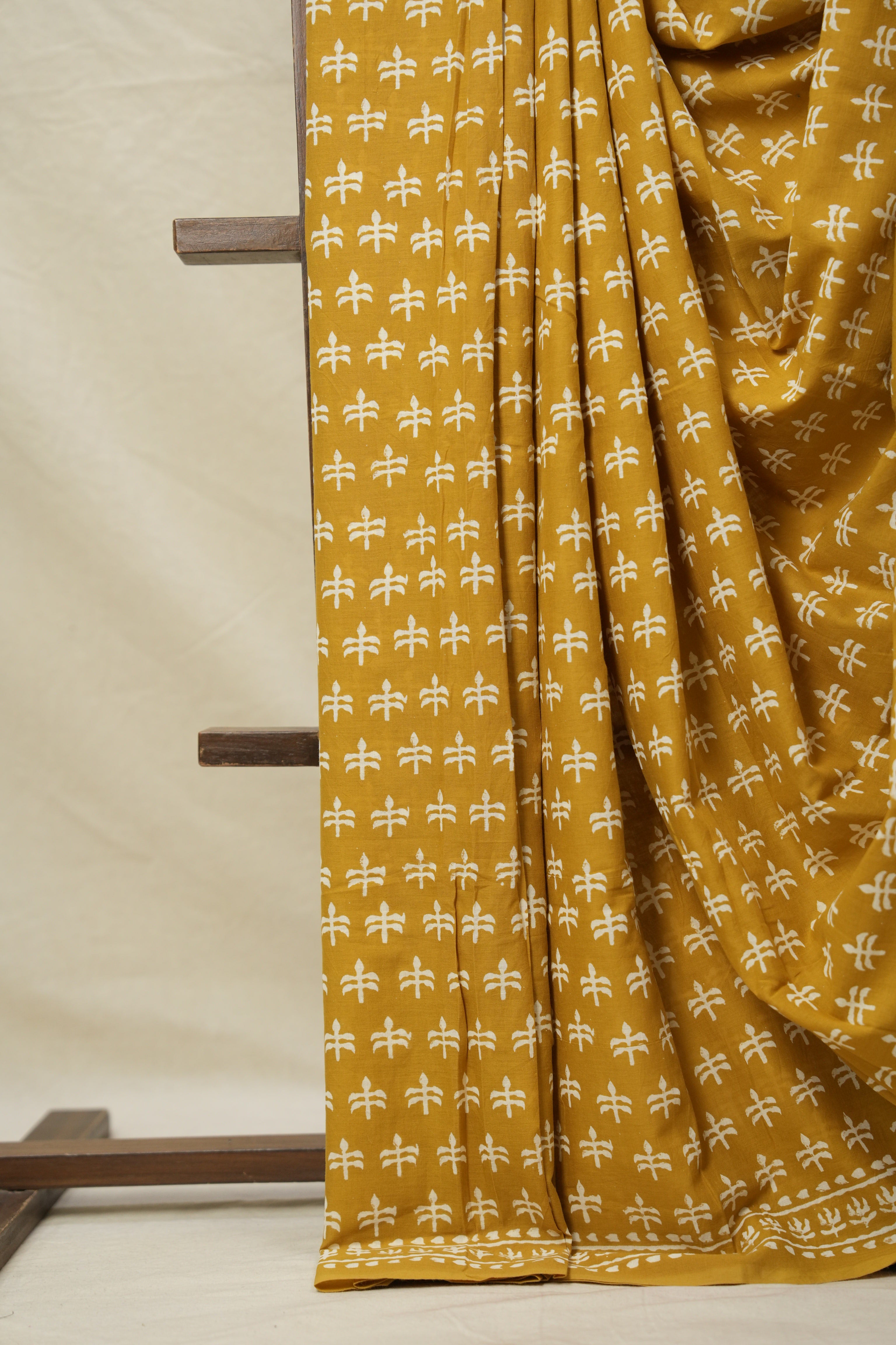 Mustard Yellow HBP Cotton Saree - SRMYCS3043