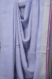 Lilac Plain Linen Saree With Magenta Tassels - SRLPLS339