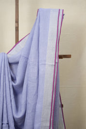 Lilac Plain Linen Saree With Magenta Tassels - SRLPLS339