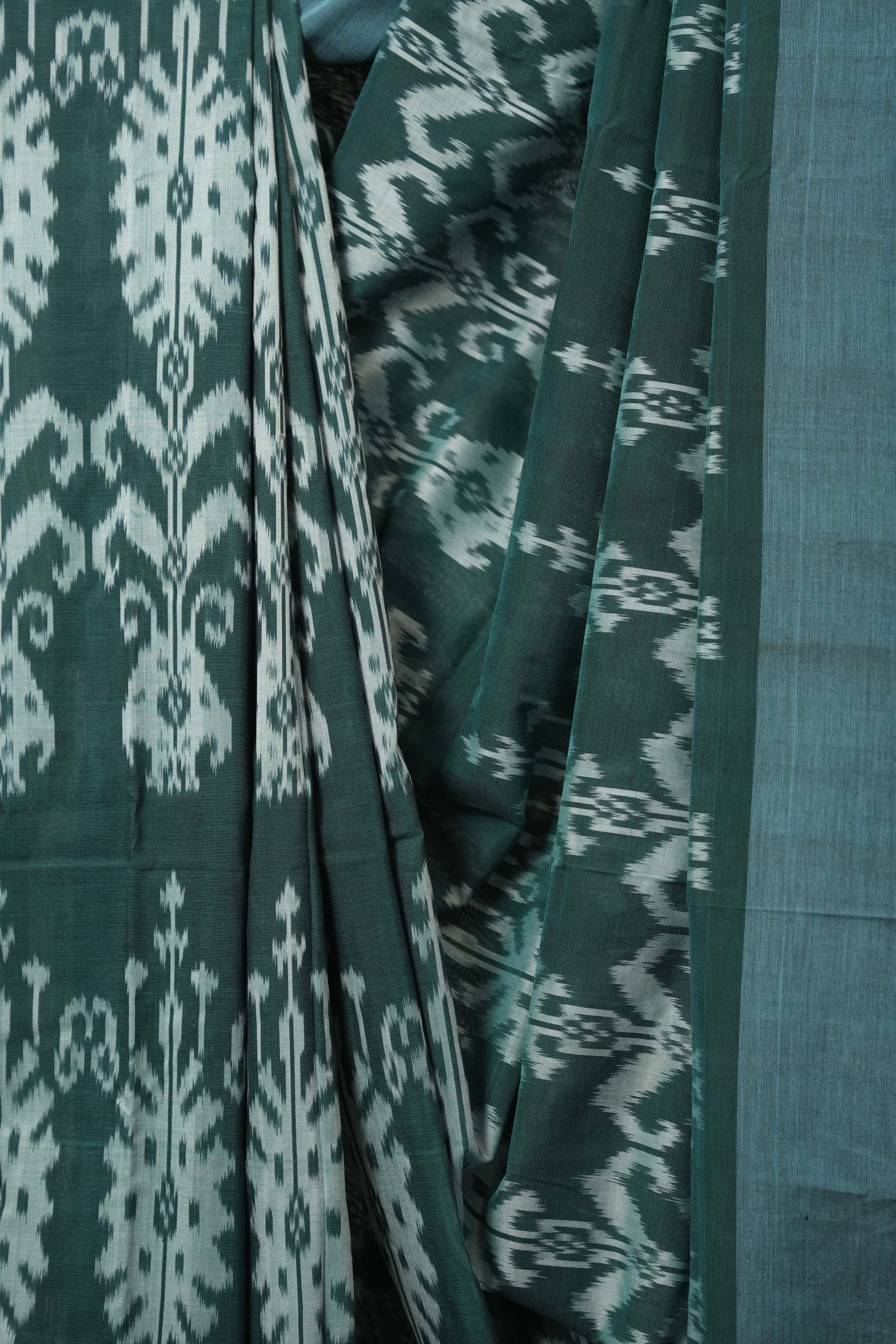 Green Pochampalli Cotton Ikat Saree - SRGPCIS710