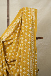 Mustard Yellow HBP Cotton Saree - SRMYCS3043