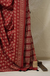 Maroon HBP Cotton Saree - SRMCS3039