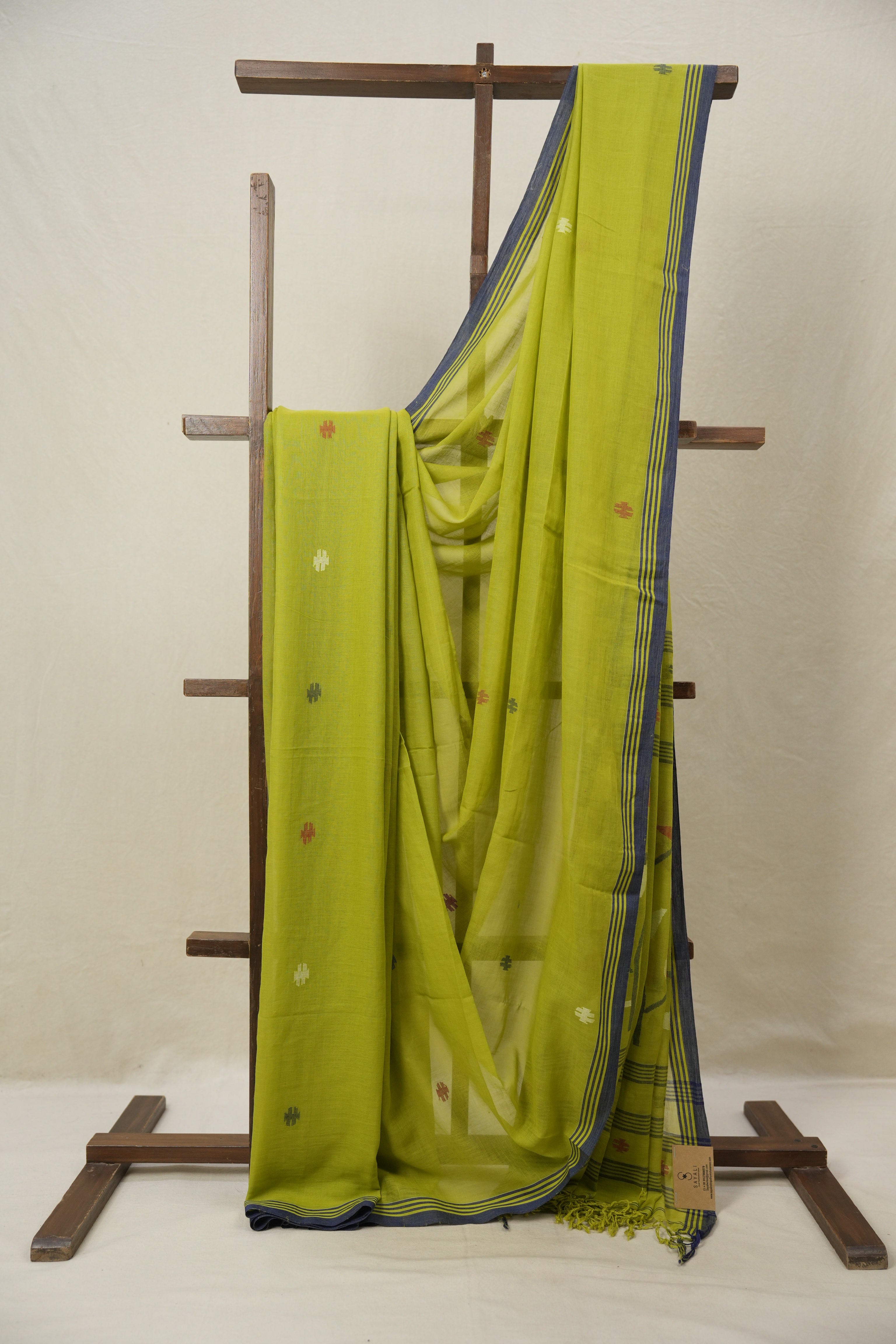 Olive Green Bengal Mul Cotton Saree - SROGBMCS049