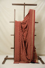 Brick-Red HBP Cotton Saree - SRBRCS3040
