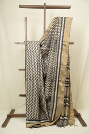 Grey Beige  HBP Tussar Silk Saree - SRGBHTSS757