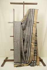 Grey Beige  HBP Tussar Silk Saree - SRGBHTSS757