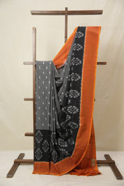 Gray Pochampalli Cotton Ikat Saree - SRGPCIS702