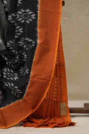 Gray Pochampalli Cotton Ikat Saree - SRGPCIS702