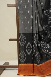 Gray Pochampalli Cotton Ikat Saree - SRGPCIS702
