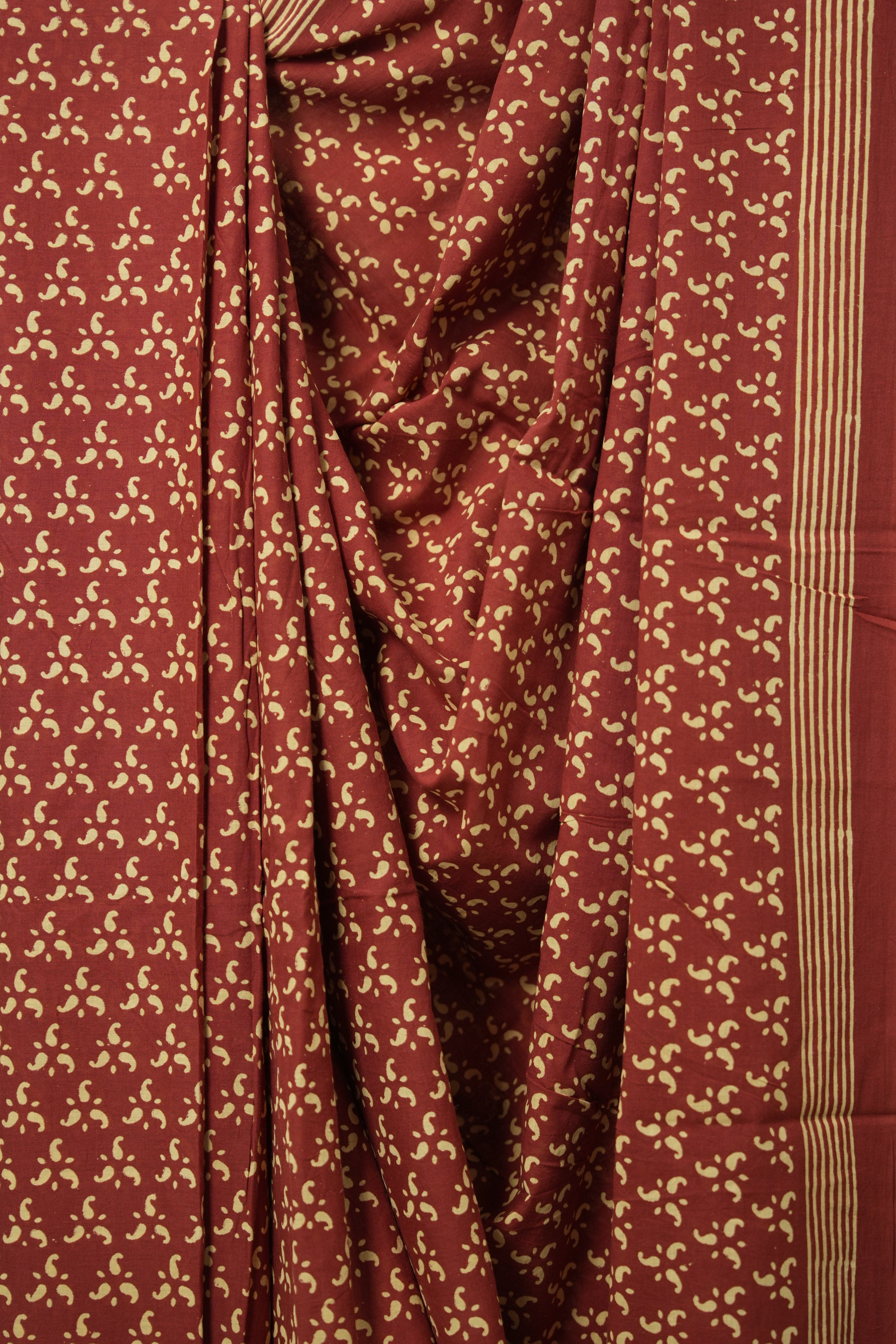 Brick-Red HBP Cotton Saree - SRBRCS3040